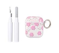 Reownest Coque pour AirPods 2ème/1ère Génération avec Kit de Nettoyage, Motif Floral Clair et Mignon, Étui Souple et Antichoc avec Porte-clé pour AirPods 2/1 - Rose