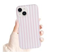 Reownest Coque pour iPhone 13/iPhone 14, Mignonne Rayures Motif Esthétique Stripes Design, Souple en TPU Antichoc et Imperméable Étui de Protection pour Femmes et Filles - Rose