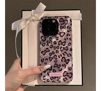 Reownest Coque pour iPhone 15 Pro Max, Mignonne Vintage Motif de Léopard Guépard Design, Souple Pailletée en TPU Antichoc et Imperméable Étui de Protection pour Femmes et Filles-Violet