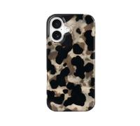 Reownest Coque pour iPhone 16, Mignonne Noir Doré Léopard Guépard Motif Esthétique Design, Souple en TPU Antichoc et Imperméable Étui de Protection pour Femmes et Filles - Noir