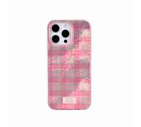 Reownest Coque pour iPhone 16 Pro Max, Étui Housse Mignonne Dopamine Rose Damier Motif, Antichoc et Imperméable Case de Protection Souple pour Femmes et Filles - Rose