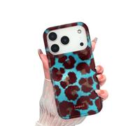 Reownest Coque pour iPhone 17 Pro, Mignonne Vintage Motif de Léopard Guépard Design, Souple Pailletée en TPU Antichoc et Imperméable Étui de Protection pour Femmes et Filles-Bleu