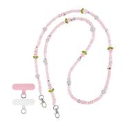 Reownest Cordon Universel pour Téléphone Portable avec Patch, Sangle à Perles Effet Cristal Rose, Cordon Anti-Perte Décoratif Compatible avec Smartphones pour Femmes et Filles - Rose