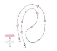 Reownest Cordon Universel pour Téléphone Portable avec Patch, Sangle Bandoulière à Perles Colorées, Fleur Style Pastel Élégant Compatible avec Smartphones pour Femmes et Filles - Multicolore