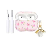 Reownest Étui AirPods Pro 3 avec Kit Nettoyage, Design Floral Mignon avec Fleurs Élégantes, Coque TPU Douce pour Filles et Femmes，Compatible avec AirPods Pro 3e Génération -Rose