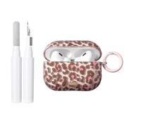 Reownest pour AirPods Pro 3 Coque avec Kit de Nettoyage, Étui TPU Transparent à Motif Léopard Mignon avec Porte-Clés pour Femmes et Filles, pour AirPods Pro 3 - Rose Léopard
