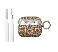 Reownest pour AirPods Pro 3 Coque avec Kit de Nettoyage, Étui TPU Transparent à Motif Léopard Mignon avec Porte-Clés pour Femmes et Filles, pour AirPods Pro 3 - Marron Léopard