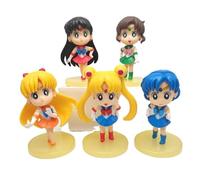 REOZIGN Sailor Moon, Mars, Mercure, Figure Jupiter, 5pieces Q Version Jolie 9cm / 3,5 Pouces PVC Modèle De Statue Décoration Ornement Cadeaux