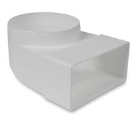 Repa Market Connecteur plat rectangulaire à 90° - 110 x 55 mm sur 100 mm de diamètre - Pour raccordement de tubes ronds - Climatisation, ventilation, chauffage, refroidissement.