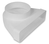 Repa Market Connecteur plat rectangulaire à 90° - 220 x 55 mm sur 125 mm de diamètre - Pour raccordement de tubes ronds - Climatisation, ventilation, chauffage, refroidissement.