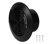 Repa Market Grille d'aération de plafond ronde noire de 10,2 cm avec maille de protection - Grille d'aération de plafond en plastique - Évent d'admission de CVC intérieur et extérieur - Évent