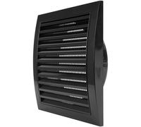 Repa Market Hotte d'échappement noire de 150 mm avec écran de protection antiparasitaire intégré et bride couvercle de grille d'aération, couvercle de conduit d'échappement CVC (190 x 190 mm)