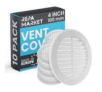 Repa Market Lot de 10 grilles d'aération rondes blanches de 10,2 cm (ouverture) - En plastique - Avec écran en maille de nylon - Pour mur, plafond et climatisation