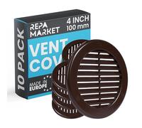 Repa Market Lot de 10 grilles d'aération rondes marron de 10,2 cm (ouverture) en plastique avec écran en maille de nylon - Grille d'aération pour mur, plafond et climatisation - Aérations modernes