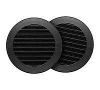 Repa Market Lot de 2 couvercles d'aération en plastique noir de 10,2 cm avec bride - Évent rond de soffite - Persienne d'aération - Grille de protection en maille - Ventilation CVC