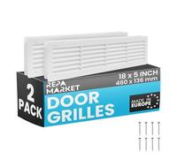 Repa Market Lot de 2 évents de porte à persiennes en plastique blanc de 45,7 x 12,7 cm (taille extérieure) pour portes intérieures - Couvercle de retour d'air et d'admission d'air double face - Grille