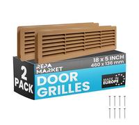 Repa Market Lot de 2 évents de porte à persiennes en plastique pour portes intérieures - Couvercle de retour d'air et d'admission d'air double face - Grille d'aération rectangulaire de 45,7 x 12,7 cm