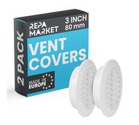 Repa Market Lot de 2 grilles d'aération blanches de 80 mm avec écran en maille - Grille d'aération en plastique - Grille d'aération à persiennes pour intérieur et extérieur - Grille d'aération CVC