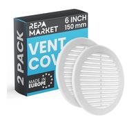 Repa Market Lot de 2 grilles d'aération rondes blanches de 10,2 cm (ouverture) en plastique avec écran en maille de nylon - Grille d'aération pour mur, plafond et climatisation - Aérations modernes