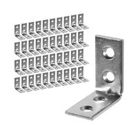 Repa Market Lot de 20 équerres d'étagère d'angle en acier inoxydable avec trous phasés - Supports en L - 4 x 4 cm - Support d'angle pour étagère murale, meubles en bois, étagères d'armoire - Angle de