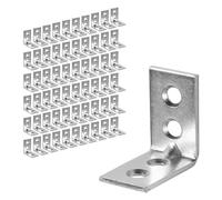 Repa Market Lot de 40 équerres d'étagère d'angle en acier inoxydable à trous phasés - Supports en L - 2,5 x 2,5 cm - Support d'angle pour étagère murale, meubles en bois, étagère d'armoire - Angle de