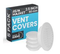 Repa Market Lot de 5 couvercles d'aération blancs de 60 mm avec écran en maille - Grille d'aération en plastique - Grille d'aération à persiennes pour intérieur et extérieur - Grille d'aération CVC