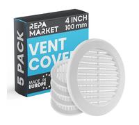 Repa Market Lot de 5 grilles d'aération rondes blanches de 10,2 cm (ouverture) en plastique avec écran en maille de nylon - Grille d'aération pour mur, plafond et climatisation - Aérations modernes