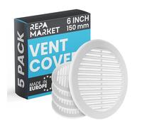 Repa Market Lot de 5 grilles d'aération rondes blanches de 15,2 cm (ouverture) en plastique avec écran en maille de nylon - Grille d'aération pour mur, plafond et climatisation - Aérations modernes