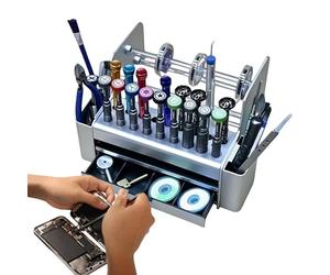 Repair Tool Box - Drawer Holes organizer, Screwdriver Cutter Tray,Separated Parts Case | Multi Slot PP Container, Indoor Home Studio Workshop Garage Maintenance Workbench Station Desk Tidy Hardware