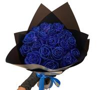 RePaLy Bouquet de Roses Scintillantes Artificielles avec Paillettes - 10 Pièces Fleurs Brillantes de Bricolage pour Cadeau d'Amour (Bleu)