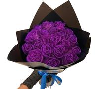 RePaLy Bouquet De Roses Scintillantes, Bouquet De Fleurs De Roses Artificielles, Bouquet De Bricolage Brillant Faux Bouquet De Roses Cadeau d'amour, Paillettes Roses (Violet,20 pièces)