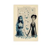 Repaly Poster sur toile du film Tim Burton, la mariée et les papillons - Décoration de chambre à coucher, bureau, chambre - Sans cadre - 20 x 30 cm
