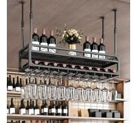 Répandise de Plafond de Bar Moderne, casier à vin Suspendu, Porte-vin Flottant, Bouteilles de vin affichez Une étagère de Rangement, Mur de Porte-vin pour Bouteilles de vin, Porte-Verre à vin Mural,