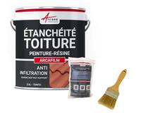 Réparation et étanchéité tuile, gouttière, cheneau, trou, fissure, souche, cheminée, ardoise : Arcafilm pack - 2.5 L (jusqu'à 1.5 m²) Brun - ARCANE INDUSTRIES