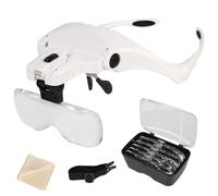 Réparation loupes de bandeau lecture Loupe éclairée 2 lumières outil Loupe 1.0X 1.5X 2.0X 2.5X 3.5X 5 lentille