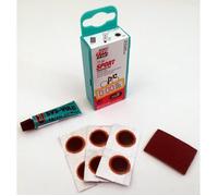 Réparation vélo - contenu rustines + 1 tube de colle vulcanisant + 1 papier à gratter