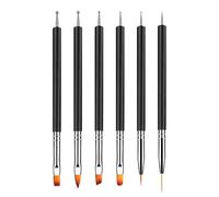Réparé pour ongles pernailart- 6,1x0,2x0,2 pouces Stylos à double extrémité, 6pcs Outils de conception | Stylos à traction pour ongles pour salon à la maison, pinceaux de doublure pour pittu