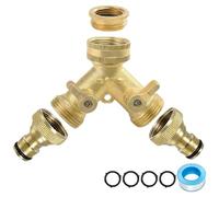 Répartiteur 2 voies d'eau, distributeur d'eau pour robinet, répartiteur en Y 3/4" adaptateur 1/2", adaptateur de raccordement d'eau avec robinets d'arrêt individuels pour machine à laver, tuyau