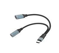 Répartiteur à 2 ports de type C en aluminium avec cordon tressé pour chargement d'ordinateur et transfert de données à haute vitesse Répartiteur USB C en aluminium tressé Hubs USB C OTG Station