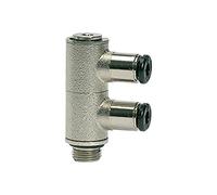 Répartiteur à 2 prises « Click » - Rotatif - G 1/4 A - Pour tuyau extérieur de 8 mm de diamètre - Pression de travail max. 16 bar - Laiton