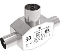 Répartiteur à 2 Sorties Connecteur Coaxial d'antenne TV,Type T/F Distributeur Femelle vers Double Male,Adaptateur Coaxial RF TV Argent