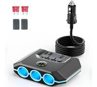 Répartiteur Allume-Cigare, Adaptateur De Chargeur De Voiture 120W Avec Usb Et Pd, Prise D'Alimentation Multi-Ports 7 En 1 Avec Interrupteurs Indépendants Et Affichage De La Tension Led Pour Véhicule