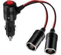 Répartiteur allume-cigare prise femelle adaptateur voiture 15 cm Rallonge avec interrupteur 12 V/24 V pour voiture, moto, caravane, camion