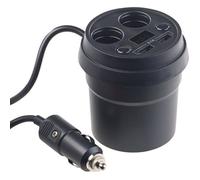 Répartiteur allume-cigare - REVOLT - 2x 12/24 V - 2x USB - 80 W - Porte-gobelet