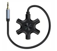 Répartiteur Audio 5 Casques 3,5Mm en Alliage d'Aluminium, Adaptateur Prise Jack,Distributeur Stéréo Compatible Iphone pour Samsung Écouteurs, Adaptateur Splitter pour Mixage et Salle de Classe