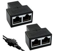 Repartiteur Cable Ethernet RJ45, 2 Pcs Coupleur Ethernet 1 Femelle vers 2 Femelles, Switch RJ45 Coupleur Raccord vers LAN Rallonge pour ADSL, TV, Switch,Décodeur, Routeur(Noir)