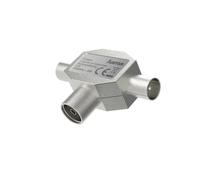 Répartiteur d'antenne, fiche coax. fem. - 2 fiches coax. mâles, métal