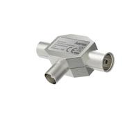Répartiteur d'antenne, fiche coax. mâle - 2 fiches coax. fem., métal