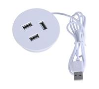 Répartiteur de charge USB intégré pour bureau à trou rond 3 ports Adaptateur de charge pour plusieurs appareils Trou d'œillet
