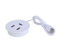 Répartiteur de charge USB intégré pour bureau à trou rond 3 ports Adaptateur de charge pour plusieurs appareils Trou d'œillet